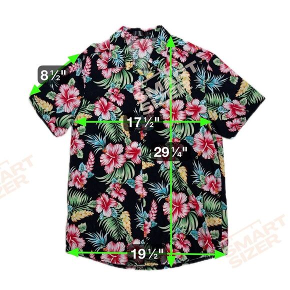 Unbranded Black Neon Floral Hawaiian Shirt Men’s Size M - Picture 6 of 6